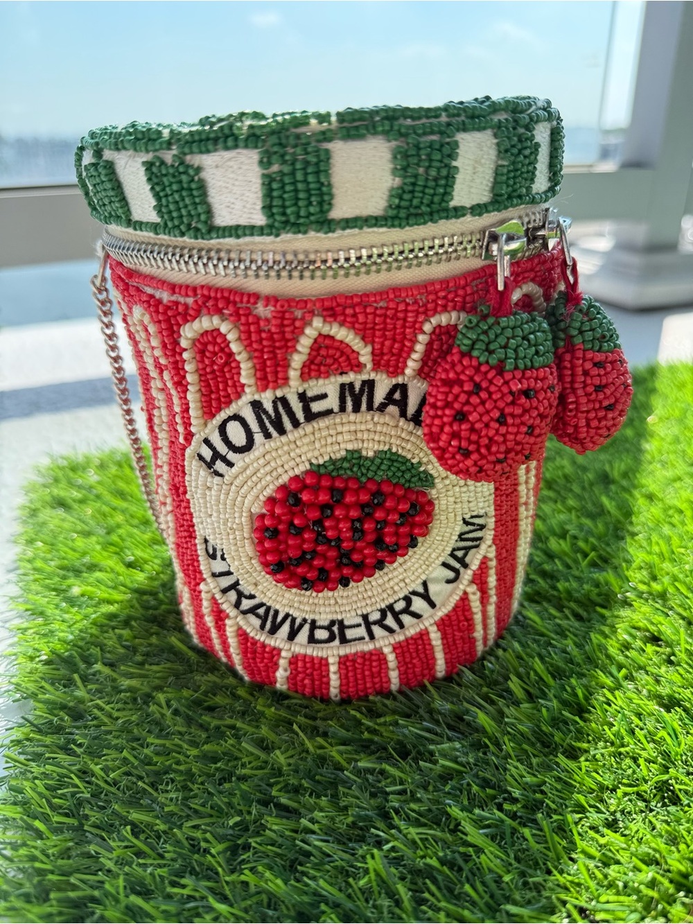 Beaded Strawberry Jam Purse - Red & Green